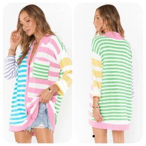 Colorful Sonny Oversized Button Up Cardigan Sweater - S